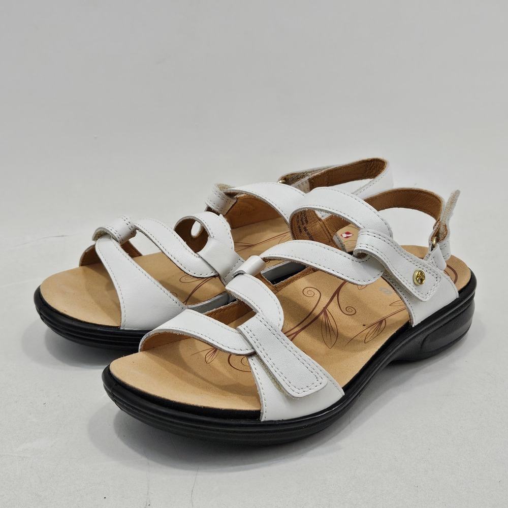 Revere Miami Sandal Wo's 7W Coconut White Leather Hook&Loop Strappy Comfort Shoe